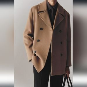 Recycled wool double-breasted coat